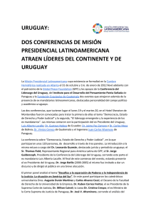 URUGUAY: DOS CONFERENCIAS DE MISIÓN PRESIDENCIAL