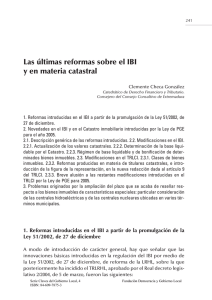 Las últimas reformas sobre el IBI y en materia catastral