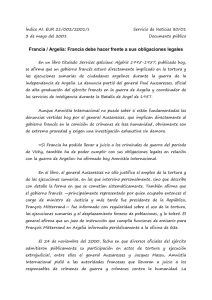 Francia / Argelia: Francia debe hacer frente a sus obligaciones legales