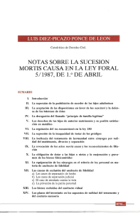 Notas sobre la sucesión mortis causa en la Ley Foral 5/1987. Díez