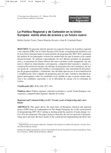 La Política Regional y de Cohesión en la Unión Europea