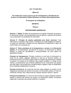 LEY 1712 DE 2014 (Marzo 6) Por medio de la cual se crea la Ley de