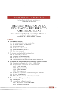Régimen jurídico de la evaluación del impacto ambiental. Juan Cruz