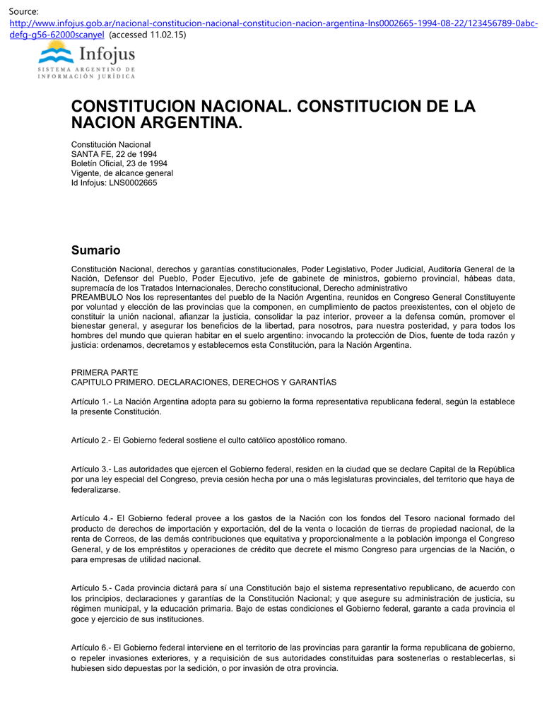 Constitucion Nacional Constitucion De La Nacion