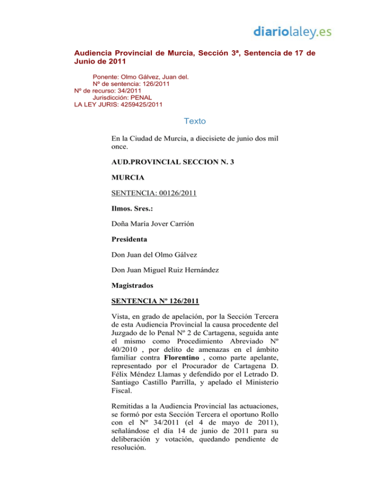 Audiencia Provincial de Murcia, Sección 3ª, Sentencia de 17 de