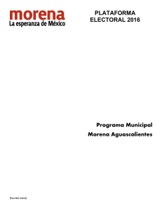 PLATAFORMA ELECTORAL 2016 Programa Municipal Morena