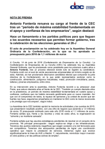 Nota de Prensa - Confederación de Empresarios de La Coruña