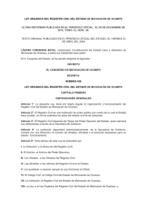 Ley Orgánica del Registro Civil del Estado de Michoacán de Ocampo