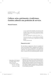 Cultura: artes, patrimonio y tradiciones. Gestión