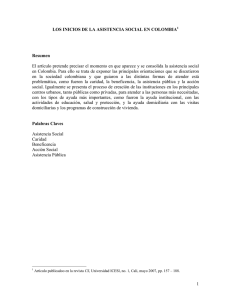LOS INICIOS DE LA ASISTENCIA SOCIAL EN COLOMBIA Resumen