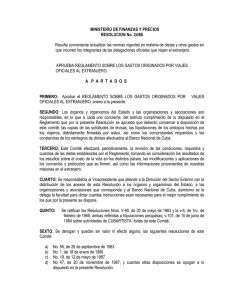 Resolución 24/88 del MFP Reglamento sobre los gastos originados