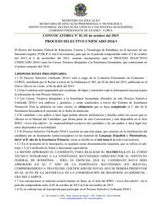 CONVOCATORIA Nº 81,01 de octubre del 2015 PROCESO