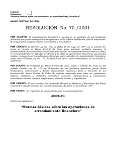 Resolución No.70 de 16 de agosto del 2001. Normas básicas sobre