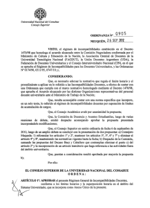 Rég. Gral de Incompatibilidades - Universidad Nacional del Comahue