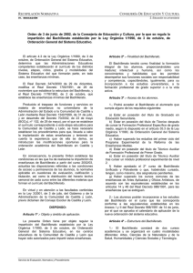 Orden de 3 de junio de 2002, de la Consejería de Educación