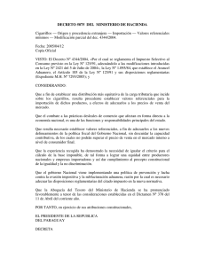 DECRETO 5075 DEL MINISTERIO DE HACIENDA Cigarrillos