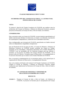 UNASUR/CMRE/RESOLUCIÓN/Nº 23/2012 INCORPORACIÓN DEL