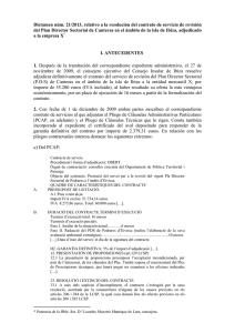 Dictamen núm. 21/2013, relativo a la resolución del contrato de