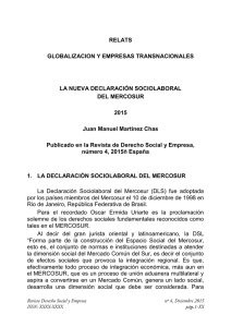 La nueva Declaración Sociolaboral del MERCOSUR.