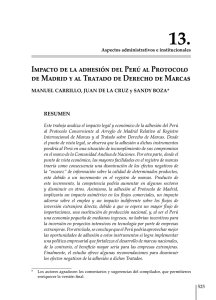 Impacto de la adhesión del Perú al Protocolo de Madrid y al Tratado
