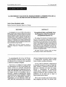 La seguridad y salud en el trabajo desde la perspectiva de la ley de