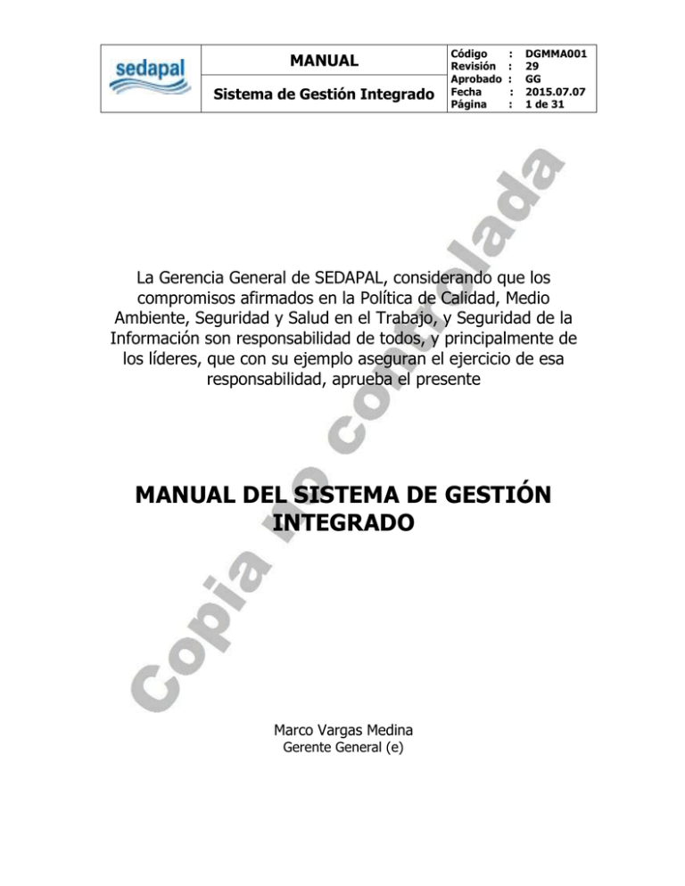 MANUAL DEL SISTEMA DE GESTIÓN INTEGRADO