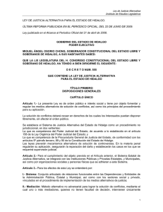 ley de justicia alternativa para el estado de hidalgo. última reforma