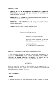 Sentencia T-133/03 INAPLICACION DE NORMAS DEL PLAN
