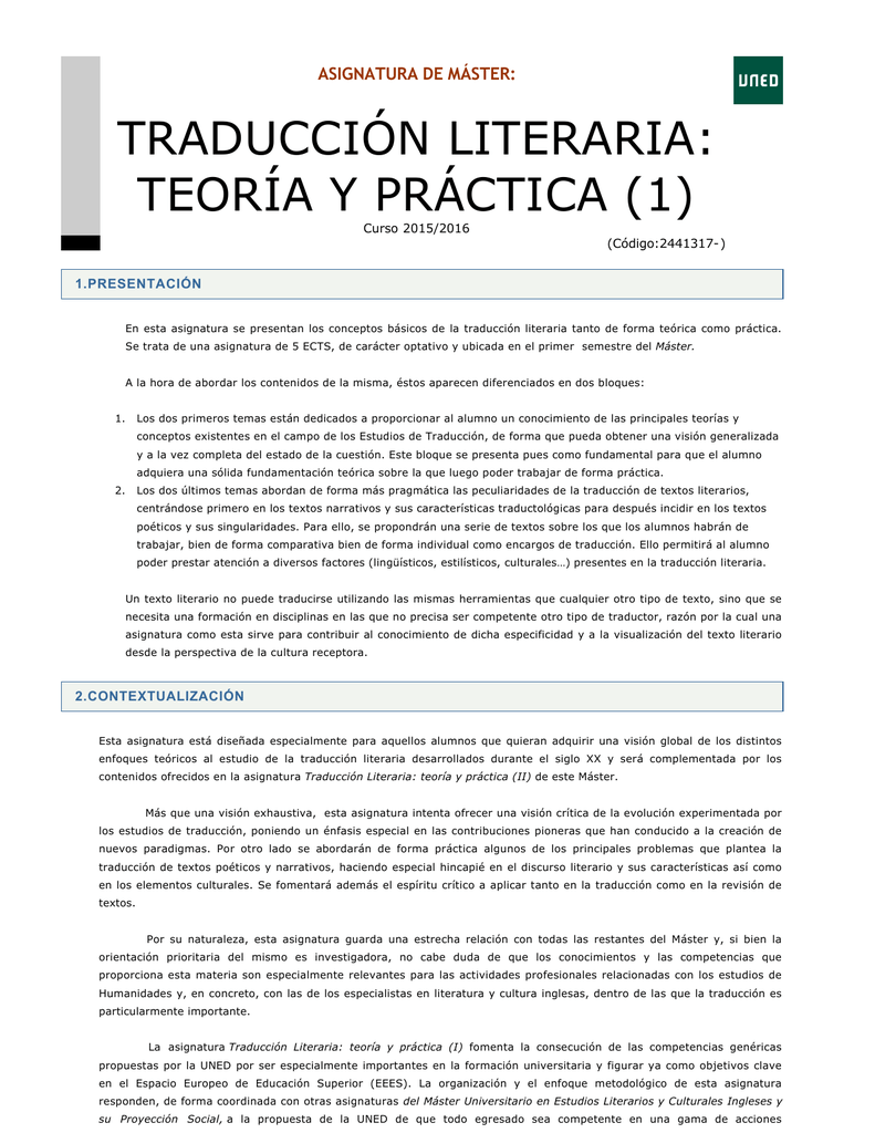 Traduccion Literaria Teoria Y Practica 1