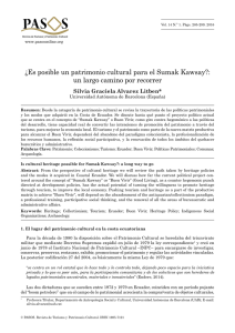 ¿Es posible un patrimonio cultural para el Sumak Kawsay?