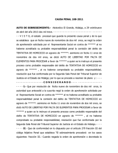 CAUSA PENAL 108-2011 AUTO DE SOBRESEIMIENTO.