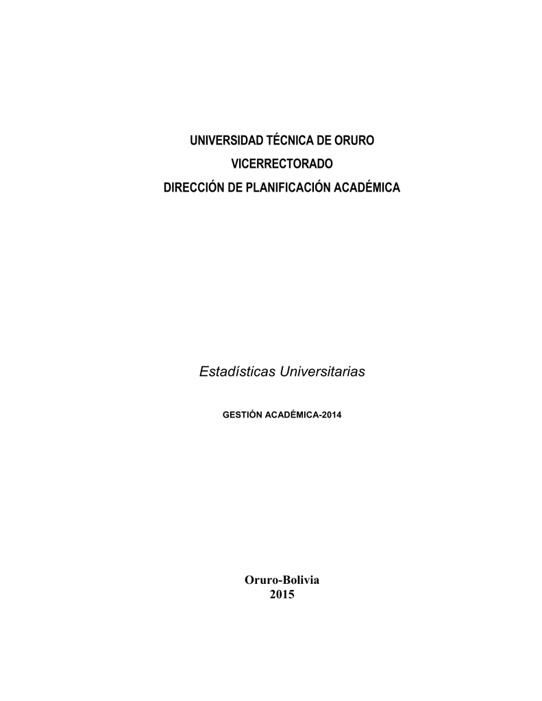 Estadisticas Universitarias Universidad Tecnica De Oruro