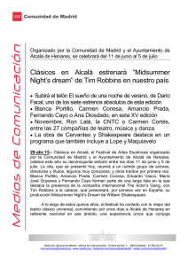 Clásicos en Alcalá estrenará “Midsummer Night`s dream” de Tim