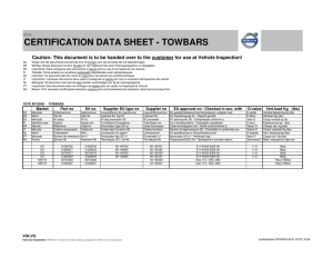 certification data sheet - towbars