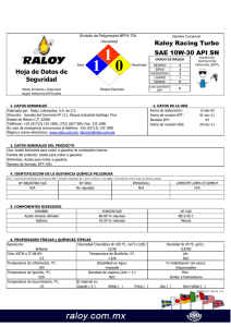 Hoja de Datos de Seguridad Raloy Racing Turbo SAE 10W