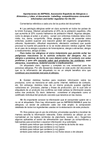 Aportaciones de AEPNAA, Asociación Española de Alérgicos a