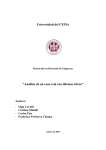Universidad del CEMA “Análisis de un caso real con dilemas éticos”