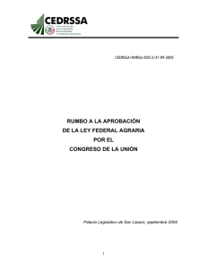 RUMBO A LA APROBACIÓN DE LA LEY FEDERAL AGRARIA POR