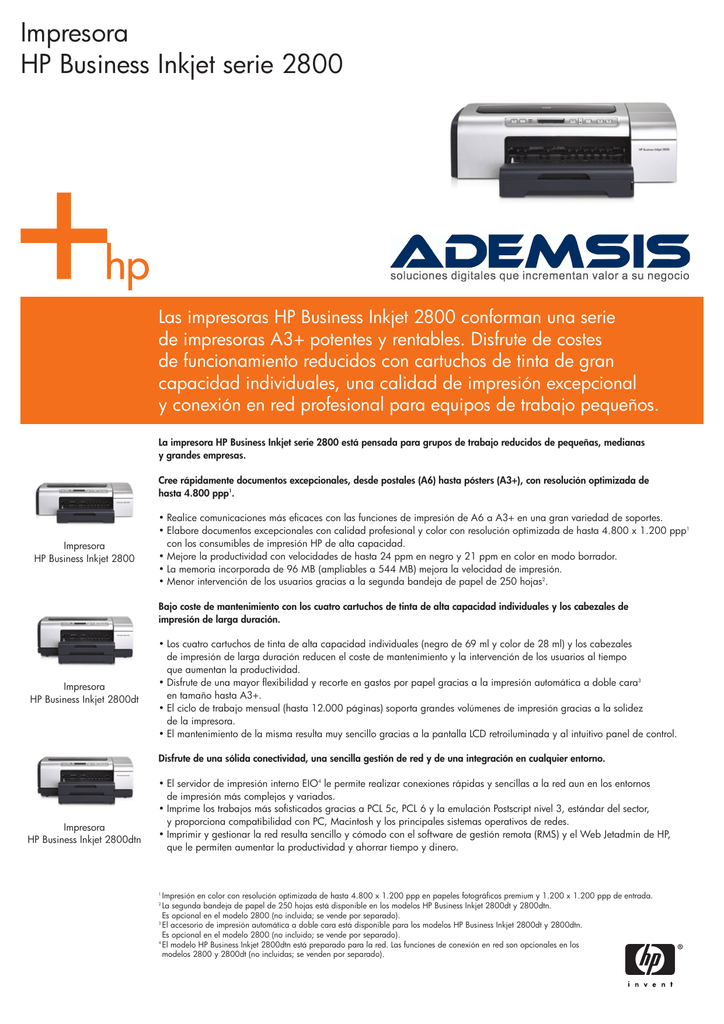 Impresora HP Business Inkjet serie 2800