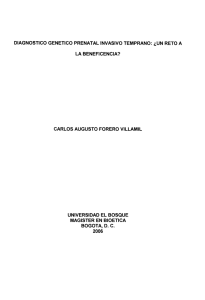 DIAGNOSTICO GENETICO PRENATAL INVASIVO TEMPRANO