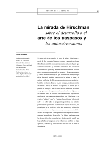 La mirada de Hirschman sobre el desarrollo o el arte de los traspasos