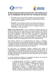 Supertransporte lidera declaración interinstitucional por la
