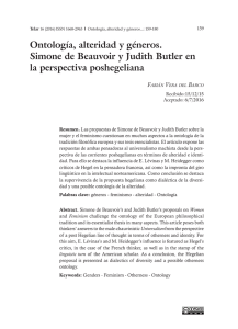 Ontología, alteridad y géneros. Simone de Beauvoir y Judith Butler