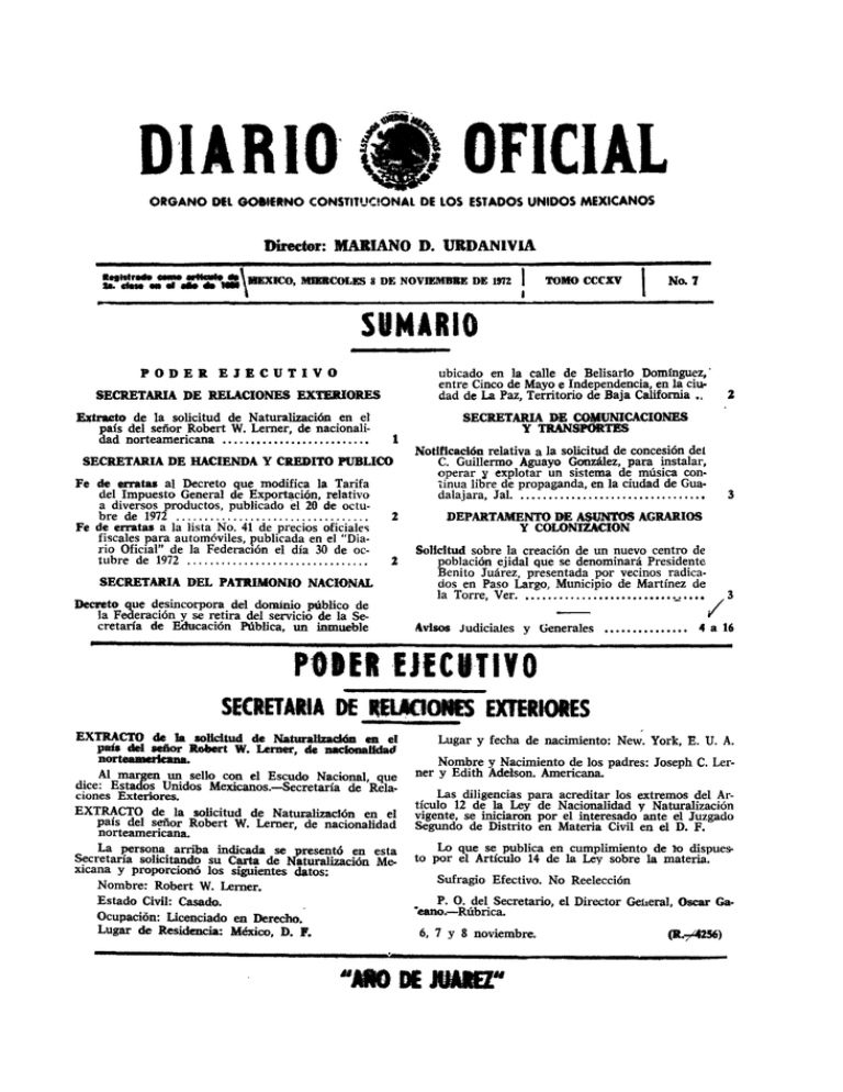 oficial diario oficial de la federación