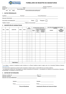 formulario de registro de asignaturas