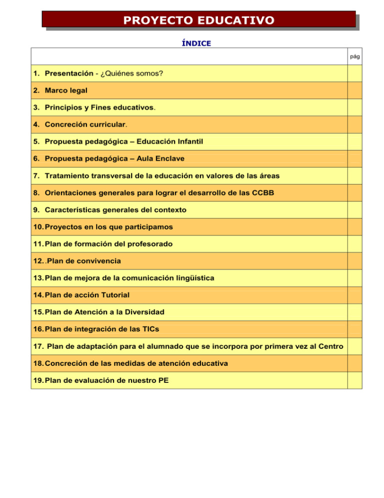 Proyecto Educativo - Gobierno De Canarias