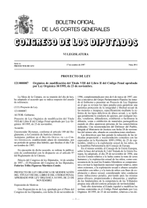 VI LEGISLATURA PROYECTO DE LEY 121/000087 Orgánica de