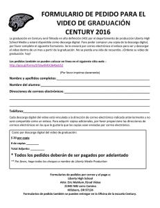 formulario de pedido para el video de graduación century 2016