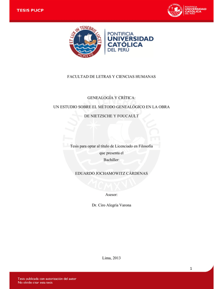 1 FACULTAD DE LETRAS Y CIENCIAS HUMANAS GENEALOG A Y