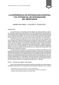 La experiencia de integración europea y el potencial de integración